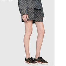 Load image into Gallery viewer, Gucci GG Unisex Tennis 1977 Black Ivory Denim Jacquard Flat 1.5 cm Heel