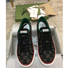 Load image into Gallery viewer, Gucci GG Unisex Tennis 1977 Black Ivory Denim Jacquard Flat 1.5 cm Heel