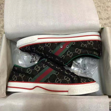 Load image into Gallery viewer, Gucci GG Unisex Tennis 1977 Black Ivory Denim Jacquard Flat 1.5 cm Heel