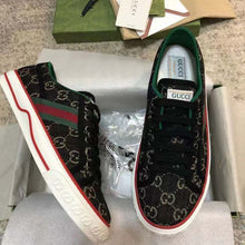 Load image into Gallery viewer, Gucci GG Unisex Tennis 1977 Black Ivory Denim Jacquard Flat 1.5 cm Heel