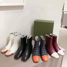 Load image into Gallery viewer, Gucci GG Women Ankle Boot with Interlocking G Black Leather 9 cm Heel