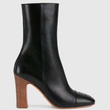 Load image into Gallery viewer, Gucci GG Women Ankle Boot with Interlocking G Black Leather 9 cm Heel
