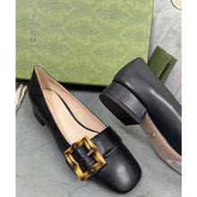 Load image into Gallery viewer, Gucci GG Women Ballet Flat with Bamboo Buckle Black Leather