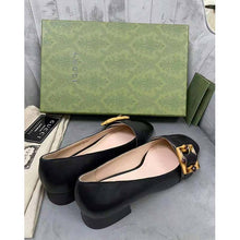 Load image into Gallery viewer, Gucci GG Women Ballet Flat with Bamboo Buckle Black Leather