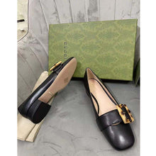 Load image into Gallery viewer, Gucci GG Women Ballet Flat with Bamboo Buckle Black Leather