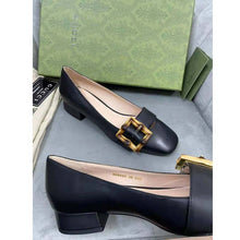 Load image into Gallery viewer, Gucci GG Women Ballet Flat with Bamboo Buckle Black Leather