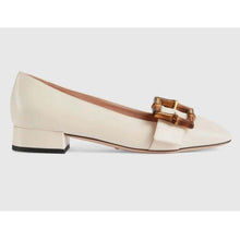 Load image into Gallery viewer, Gucci GG Women Ballet Flat with Bamboo Buckle White Leather