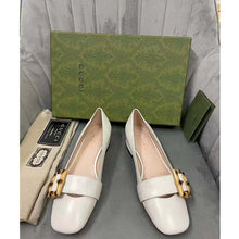 Load image into Gallery viewer, Gucci GG Women Ballet Flat with Bamboo Buckle White Leather
