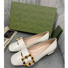 Load image into Gallery viewer, Gucci GG Women Ballet Flat with Bamboo Buckle White Leather
