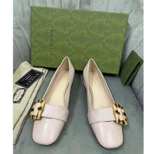 Load image into Gallery viewer, Gucci GG Women Ballet Flat with Bamboo Buckle White Leather