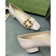 Load image into Gallery viewer, Gucci GG Women Ballet Flat with Bamboo Buckle White Leather
