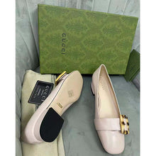 Load image into Gallery viewer, Gucci GG Women Ballet Flat with Bamboo Buckle White Leather