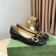 Load image into Gallery viewer, Gucci GG Women Ballet Flat with Horsebit Black Leather 3 cm Heel