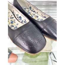 Load image into Gallery viewer, Gucci GG Women Ballet Flat with Interlocking G Black Leather 1 cm Heel
