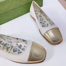 Load image into Gallery viewer, Gucci GG Women Ballet Flat with Interlocking G White Leather with Rose Gold Metallic Tip