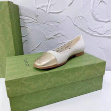 Load image into Gallery viewer, Gucci GG Women Ballet Flat with Interlocking G White Leather with Rose Gold Metallic Tip