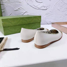 Load image into Gallery viewer, Gucci GG Women Ballet Flat with Interlocking G White Leather with Rose Gold Metallic Tip