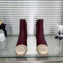 Load image into Gallery viewer, Gucci GG Women Boot with Interlocking G Red Leather with Oatmeal Tip