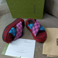 Load image into Gallery viewer, Gucci GG Women GG Multicolor Platform Sandal Light Blue and Blue GG Canvas