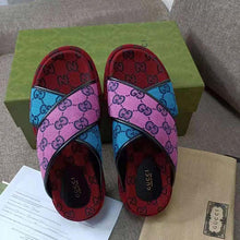 Load image into Gallery viewer, Gucci GG Women GG Multicolor Platform Sandal Light Blue and Blue GG Canvas