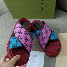 Load image into Gallery viewer, Gucci GG Women GG Multicolor Platform Sandal Light Blue and Blue GG Canvas