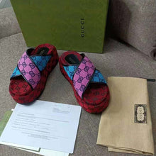 Load image into Gallery viewer, Gucci GG Women GG Multicolor Platform Sandal Light Blue and Blue GG Canvas