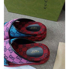 Load image into Gallery viewer, Gucci GG Women GG Multicolor Platform Sandal Light Blue and Blue GG Canvas