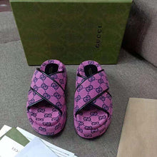 Load image into Gallery viewer, Gucci GG Women GG Multicolor Platform Sandal Pink and Blue GG Canvas