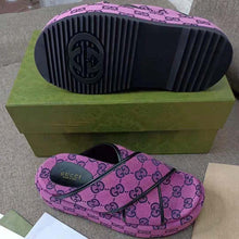 Load image into Gallery viewer, Gucci GG Women GG Multicolor Platform Sandal Pink and Blue GG Canvas
