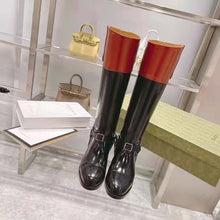 Load image into Gallery viewer, Gucci GG Women Knee-High Boot Harness Black Brown Leather Interlocking G