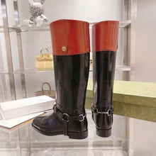 Load image into Gallery viewer, Gucci GG Women Knee-High Boot Harness Black Brown Leather Interlocking G