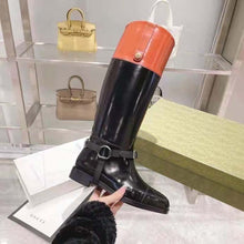 Load image into Gallery viewer, Gucci GG Women Knee-High Boot Harness Black Brown Leather Interlocking G
