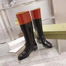 Load image into Gallery viewer, Gucci GG Women Knee-High Boot Harness Black Brown Leather Interlocking G