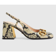 Load image into Gallery viewer, Gucci GG Women Mid-Heel Slingback with Horsebit Python Print Leather