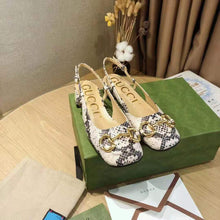 Load image into Gallery viewer, Gucci GG Women Mid-Heel Slingback with Horsebit Python Print Leather