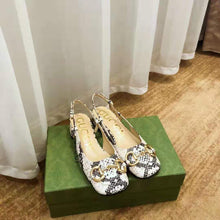 Load image into Gallery viewer, Gucci GG Women Mid-Heel Slingback with Horsebit Python Print Leather