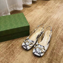 Load image into Gallery viewer, Gucci GG Women Mid-Heel Slingback with Horsebit Python Print Leather