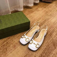 Load image into Gallery viewer, Gucci GG Women Mid-Heel Slingback with Horsebit Python Print Leather White