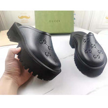 Load image into Gallery viewer, Gucci GG Women Platform Perforated G Sandal Black Perforated GG Rubber
