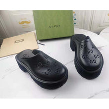 Load image into Gallery viewer, Gucci GG Women Platform Perforated G Sandal Black Perforated GG Rubber