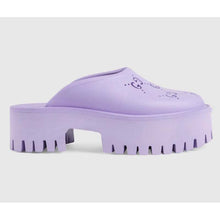 Load image into Gallery viewer, Gucci GG Women Platform Perforated G Sandal Lilac Perforated GG Rubber
