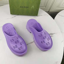 Load image into Gallery viewer, Gucci GG Women Platform Perforated G Sandal Lilac Perforated GG Rubber