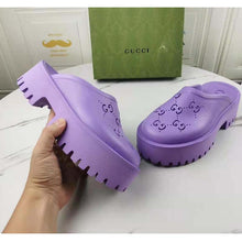 Load image into Gallery viewer, Gucci GG Women Platform Perforated G Sandal Lilac Perforated GG Rubber
