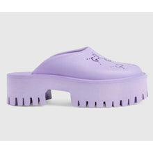 Load image into Gallery viewer, Gucci GG Women Platform Perforated G Sandal Lilac Perforated GG Rubber