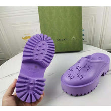 Load image into Gallery viewer, Gucci GG Women Platform Perforated G Sandal Lilac Perforated GG Rubber