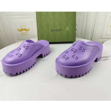 Load image into Gallery viewer, Gucci GG Women Platform Perforated G Sandal Lilac Perforated GG Rubber