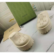 Load image into Gallery viewer, Gucci GG Women Platform Perforated G Sandal White Perforated GG Rubber