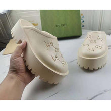Load image into Gallery viewer, Gucci GG Women Platform Perforated G Sandal White Perforated GG Rubber