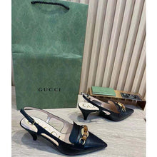 Load image into Gallery viewer, Gucci GG Women Pump with Bamboo Horsebit Black Leather