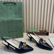Load image into Gallery viewer, Gucci GG Women Pump with Bamboo Horsebit Black Leather